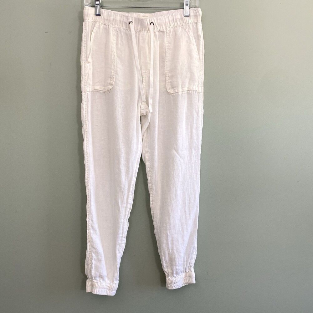 C&C California Linen Pants Joggers Pockets Lightweight Pull On Womens M White